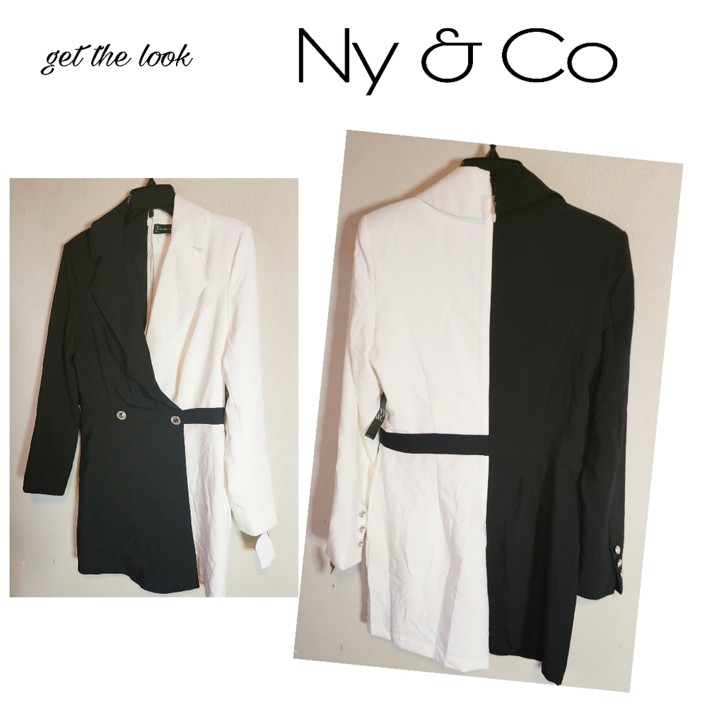 Ny & Co beautiful black/ white blazer romper. Sz Large - Picture 2 of 9